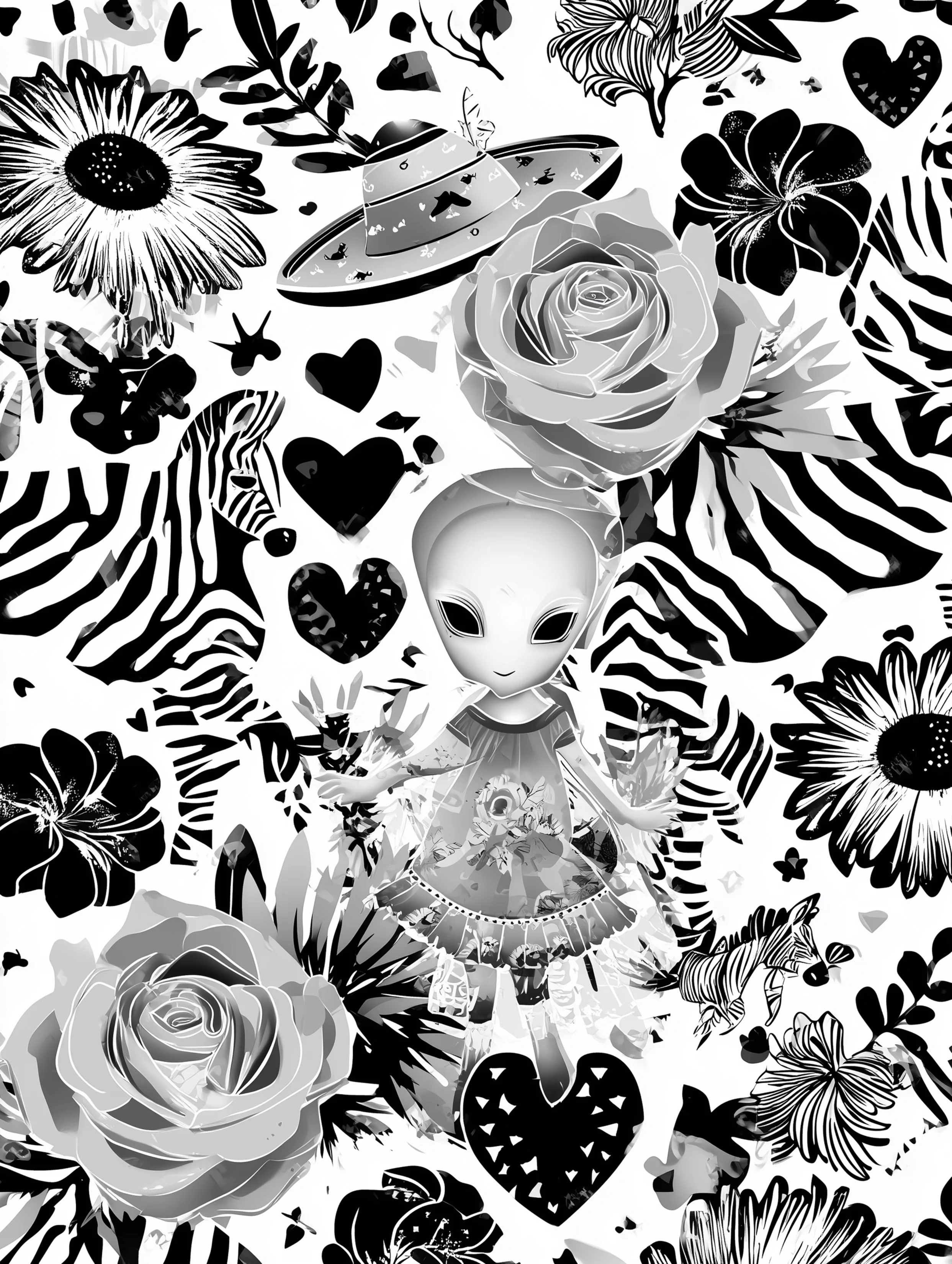 Free printable alien coloring page for adults featuring a baby alien character